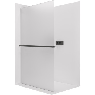 CERANO - Sprchová zástena Walk-in Crystal Ľ/P - 8 mm + polička/držiak na uteráky - bezvzperový systém - čierna matná, mliečne sklo - 50x200 cm