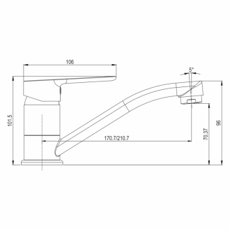 Mereo Zuna drezová batéria stojanková s ramienkom plochým 210 mm M-CB201Z