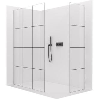 CERANO - Sprchová zástena Walk-in Crystal TL/P - 8 mm - bezvzperový systém - čierna matná, industriálne sklo - 110x90x200 cm
