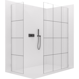 CERANO - Sprchová zástena Walk-in Crystal TL/P - 8 mm - bezvzperový systém - čierna matná, industriálne sklo - 120x100x200 cm