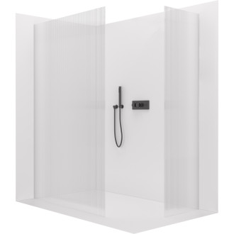 CERANO - Sprchová zástena Walk-in Crystal TL/P - 8 mm - bezvzperový systém - čierna matná, ryhované sklo - 110x70x200 cm