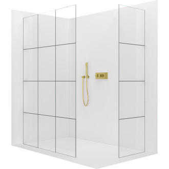 CERANO - Sprchová zástena Walk-in Crystal TL/P - 8 mm - bezvzperový systém - zlatá kartáčovaná, industriálne sklo - 120x120x200 cm