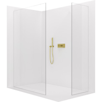 CERANO - Sprchová zástena Walk-in Crystal TL/P - 8 mm - bezvzperový systém - zlatá, transparentné sklo - 100x70x200 cm