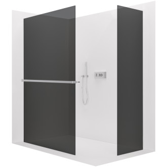 CERANO - Sprchová zástena Walk-in Crystal TL/P - 8 mm - bezvzperový systém + polička/držiak na uteráky - chróm, grafitové sklo - 90x50x200 cm