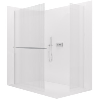 CERANO - Sprchová zástena Walk-in Crystal TL/P - 8 mm - bezvzperový systém + polička/držiak na uteráky - chróm, ryhované sklo - 100x60x200 cm