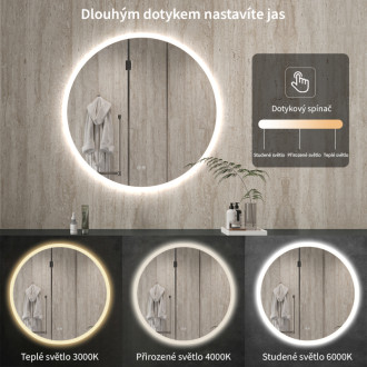 CERANO - Kúpeľňové LED zrkadlo Aureo - Ø 100 cm
