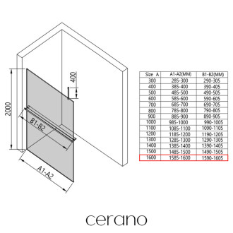 CERANO - Sprchová zástena Walk-in Onyx Top Cube Ľ/P - 8 mm - hranatá vzpera + polička/držiak na uteráky - chróm, industriálne sklo - 160x200 cm