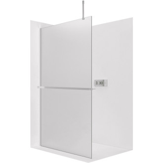 CERANO - Sprchová zástena Walk-in Onyx Top Cube Ľ/P - 8 mm - hranatá vzpera + polička / držiak na uteráky - chróm, mliečne sklo - 60x200 cm