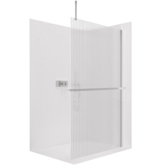 CERANO - Sprchová zástena Walk-in Onyx Top Cube Ľ/P - 8 mm - hranatá vzpera + polička/držiak na uteráky - chróm, ryhované sklo - 130x200 cm