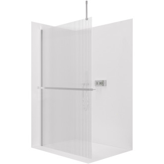 CERANO - Sprchová zástena Walk-in Onyx Top Cube Ľ/P - 8 mm - hranatá vzpera + polička/držiak na uteráky - chróm, ryhované sklo - 160x200 cm