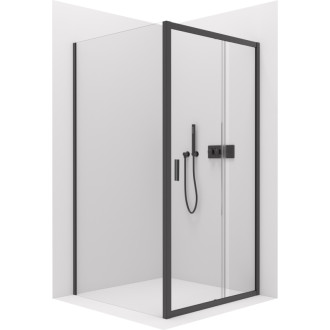 CERANO - Sprchovací kút Varone LINE Ľ/P - 6 mm - čierna matná, transparentné sklo - 140x100x195 cm - posuvný