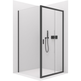 CERANO - Sprchovací kút Varone LINE Ľ/P - 6 mm - čierna matná, transparentné sklo - 140x80x195 cm - posuvný