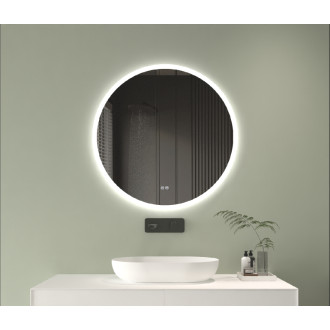 CERANO - Kúpeľňové LED zrkadlo Blanco, akrylátový rám - biela lesklá - Ø 50 cm