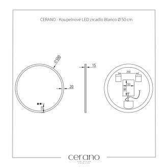CERANO - Kúpeľňové LED zrkadlo Blanco, akrylátový rám - biela lesklá - Ø 50 cm