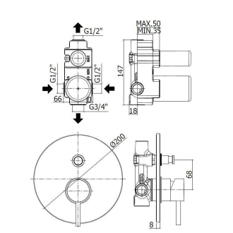Paffoni Light Sprchová podomietková batéria chróm LIG015