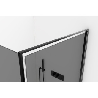 CERANO - Sprchovací kút Porte Ľ/P - 8 mm - čierna matná, grafitové sklo - 90x70 cm - otočný