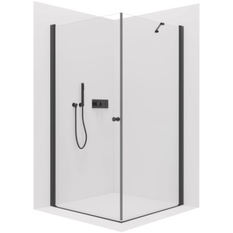 CERANO - Sprchovací kút Antelo L/P - 6 mm - čierna matná, transparentné sklo - 70x70 cm - otočný