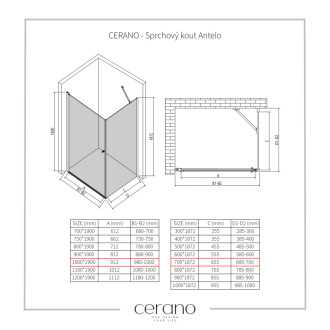 CERANO - Sprchovací kút Antelo L/P - 6 mm - chróm, transparentné sklo - 100x70x190 cm - otočný