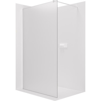 CERANO - Sprchová zástena Walk-in Onyx Round Ľ/P - 8 mm - guľatá vzpera - biela matná, mliečne sklo - 40x200 cm