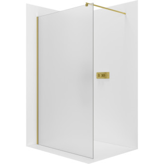 CERANO - Sprchová zástena Walk-in Onyx Round Ľ/P - 8 mm - guľatá vzpera - zlatá, mliečne sklo - 30x200 cm