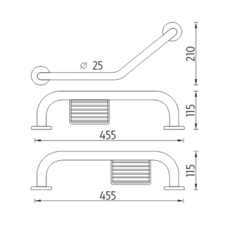 Nimco Madlo BM 7035LZ-18 Madlo lomené s mydelníkom 455x25 mm nerezlesk