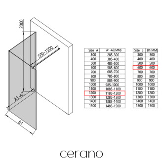 CERANO - Sprchová zástena Walk-in Onyx Corner Cube Ľ/P - 8 mm - čierna matná, grafitové sklo - 120x60x200 cm