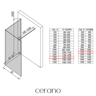 CERANO - Sprchová zástena Walk-in Onyx Corner Cube Ľ/P - 8 mm - čierna matná, grafitové sklo - 130x110x200 cm