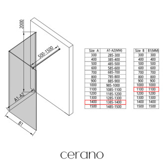 CERANO - Sprchová zástena Walk-in Onyx Corner Cube Ľ/P - 8 mm - čierna matná, grafitové sklo - 140x110x200 cm