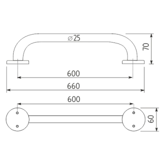 Nimco Madlo BM 7635-18 Madlo 600x25 mm leštená nerez oceľ