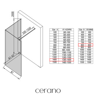 CERANO - Sprchová zástena Walk-in Onyx Corner Cube Ľ/P - 8 mm - čierna matná, grafitové sklo - 140x80x200 cm