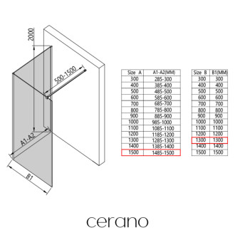 CERANO - Sprchová zástena Walk-in Onyx Corner Cube Ľ/P - 8 mm - čierna matná, grafitové sklo - 150x130x200 cm