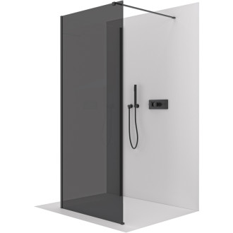 CERANO - Sprchová zástena Walk-in Onyx Corner Cube Ľ/P - 8 mm - hranatá vzpera - čierna matná, grafitové sklo - 110x40x200 cm