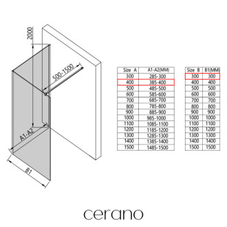 CERANO - Sprchová zástena Walk-in Onyx Corner Cube Ľ/P - 8 mm - hranatá vzpera - chróm, transparentné sklo - 40x30x200 cm