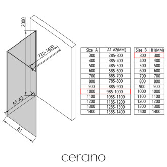 CERANO - Sprchová zástena Walk-in Onyx Corner Round Ľ/P - 8 mm - okrúhla vzpera - čierna matná, grafitové sklo - 100x30x200 cm