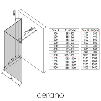CERANO - Sprchová zástena Walk-in Onyx Corner Round Ľ/P - 8 mm - guľatá vzpera - čierna matná, mliečne sklo - 110x30x200 cm