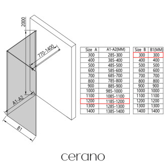 CERANO - Sprchová zástena Walk-in Onyx Corner Round Ľ/P - 8 mm - guľatá vzpera - čierna matná, mliečne sklo - 120x30x200 cm