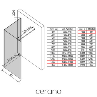 CERANO - Sprchová zástena Walk-in Onyx Corner Round Ľ/P - 8 mm - okrúhla vzpera - chróm, grafitové sklo - 130x30x200 cm