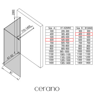 CERANO - Sprchová zástena Walk-in Onyx Corner Round Ľ/P - 8 mm - guľatá vzpera - chróm, grafitové sklo - 60x40x200 cm