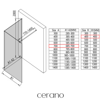CERANO - Sprchová zástena Walk-in Onyx Corner Round Ľ/P - 8 mm - guľatá vzpera - chróm, grafitové sklo - 70x40x200 cm
