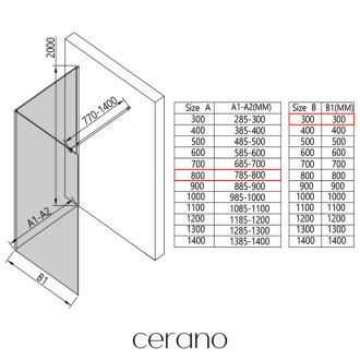 CERANO - Sprchová zástena Walk-in Onyx Corner Round Ľ/P - 8 mm - okrúhla vzpera - chróm, grafitové sklo - 80x30x200 cm