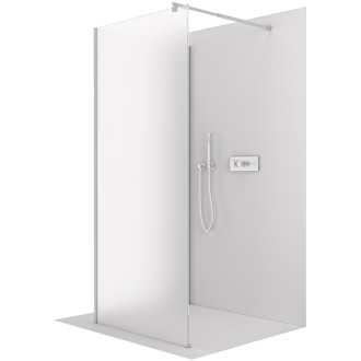 CERANO - Sprchová zástena Walk-in Onyx Corner Round Ľ/P - 8 mm - okrúhla vzpera - chróm, mliečne sklo - 120x40x200 cm