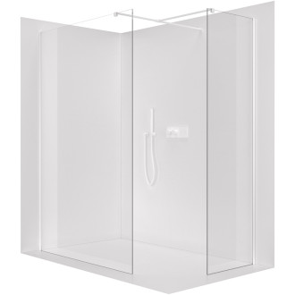 CERANO - Sprchová zástena Walk-in Onyx TL/P - 8 mm - hranatá vzpera - biela matná, transparentné sklo - 140x40x200 cm