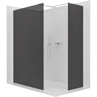 CERANO - Sprchová zástena Walk-in Onyx TL/P - 8 mm - hranatá vzpera - chróm, grafitové sklo - 110x30x200 cm