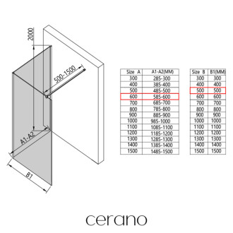 CERANO - Sprchová zástena Walk-in Onyx Corner Cube Ľ/P - 8 mm - čierna matná, grafitové sklo - 60x50x200 cm