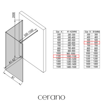 CERANO - Sprchová zástena Walk-in Onyx Corner Cube Ľ/P - 8 mm - čierna matná, ryhované sklo - 110x60x200 cm