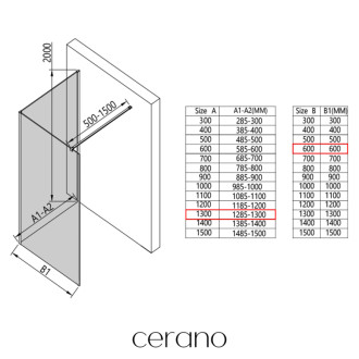 CERANO - Sprchová zástena Walk-in Onyx Corner Cube Ľ/P - 8 mm - čierna matná, ryhované sklo - 130x60x200 cm