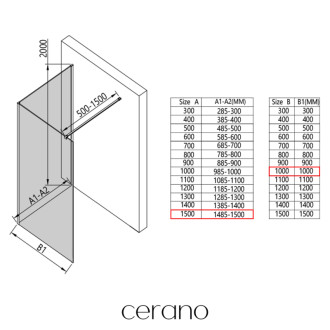 CERANO - Sprchová zástena Walk-in Onyx Corner Cube Ľ/P - 8 mm - čierna matná, ryhované sklo - 150x100x200 cm