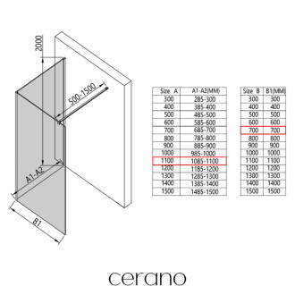 CERANO - Sprchová zástena Walk-in Onyx Corner Cube Ľ/P - 8 mm - chróm, grafitové sklo - 110x70x200 cm