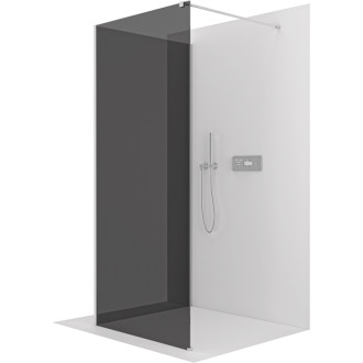 CERANO - Sprchová zástena Walk-in Onyx Corner Cube Ľ/P - 8 mm - hranatá vzpera - chróm, grafitové sklo - 130x110x200 cm