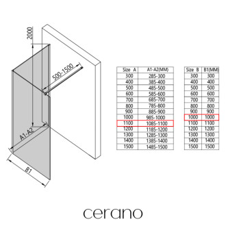 CERANO - Sprchová zástena Walk-in Onyx Corner Cube Ľ/P - 8 mm - chróm, industriálne sklo - 110x100x200 cm